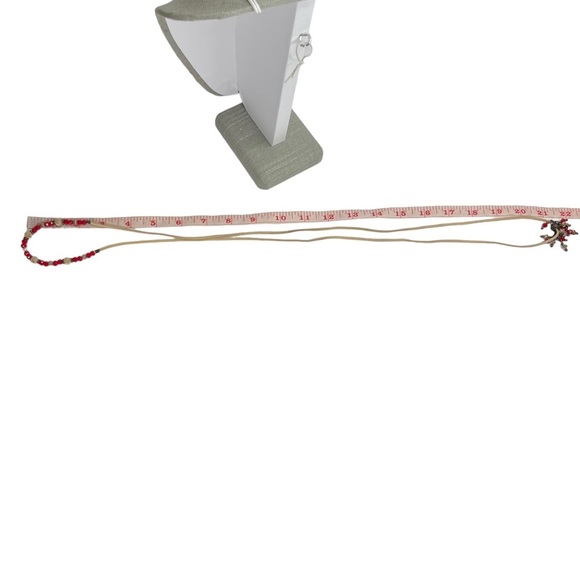 Red Faceted Glass Beaded Faux Suede Cord Slide Lock Necklace - Picture 9 of 10